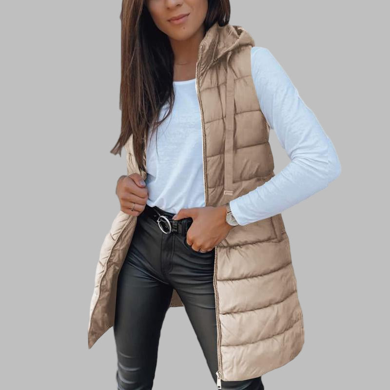 Jessica™ - Casual Sleeveless Hood Long Puffer Vest