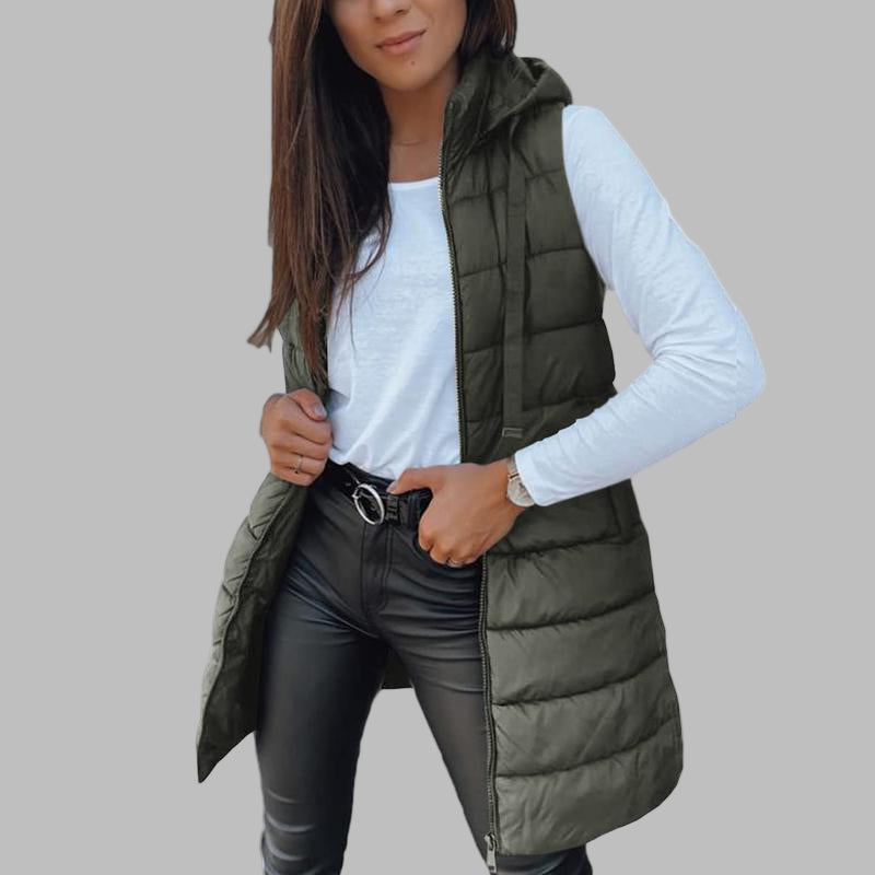 Jessica™ - Casual Sleeveless Hood Long Puffer Vest
