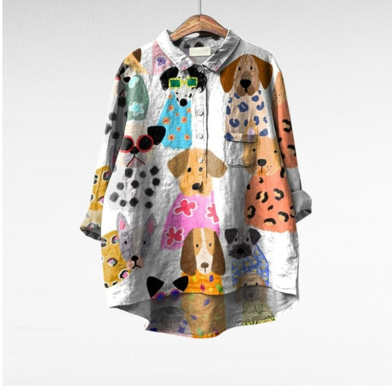 Mary Jane® | Exclusive Women's Blouse with Dog Pattern