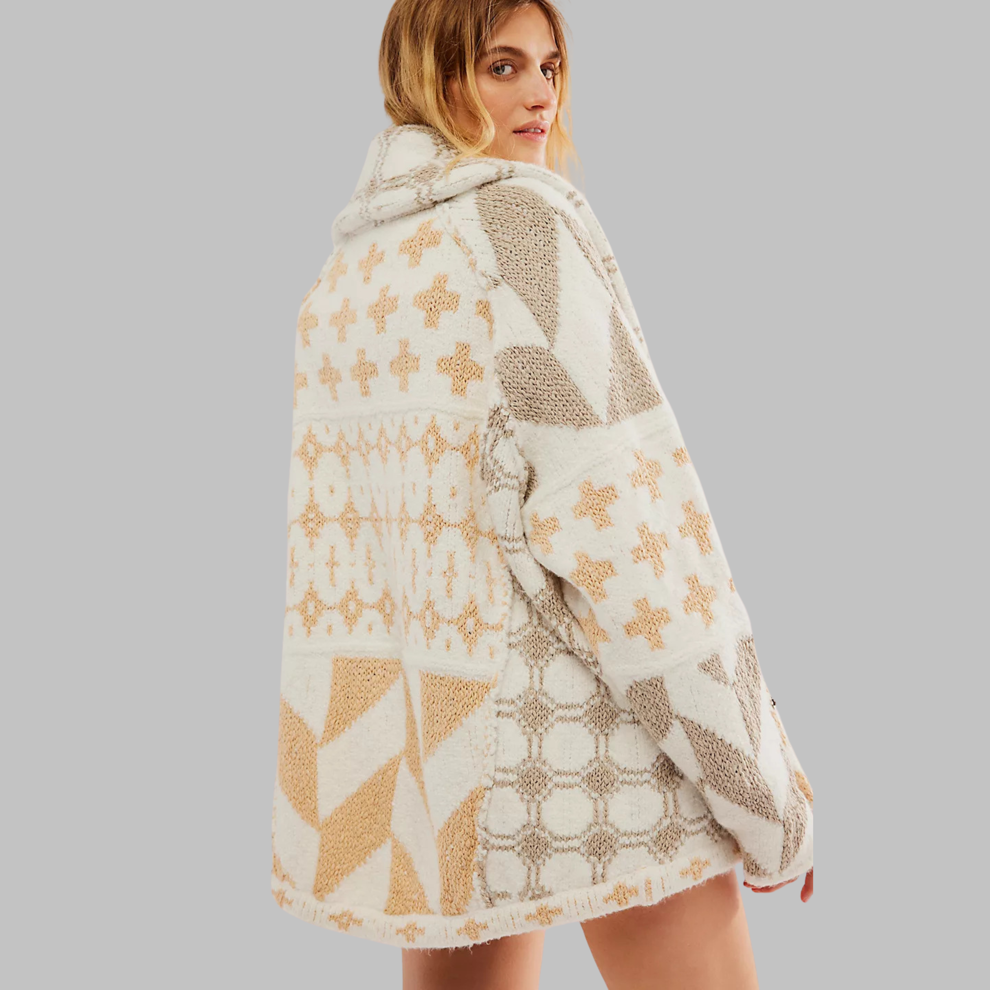 Milly™ - Vintage Button Down Collar Long Sleeve Oversized Cardigan