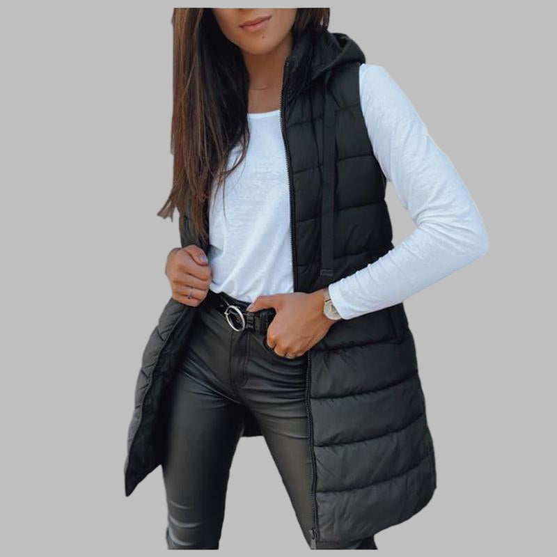 Jessica™ - Casual Sleeveless Hood Long Puffer Vest