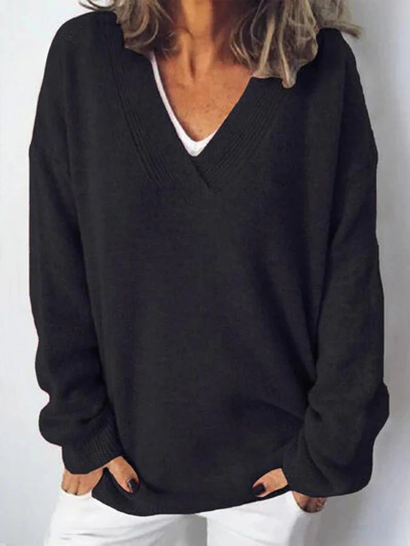 Women's V-neck Pullover Knitted Sweater