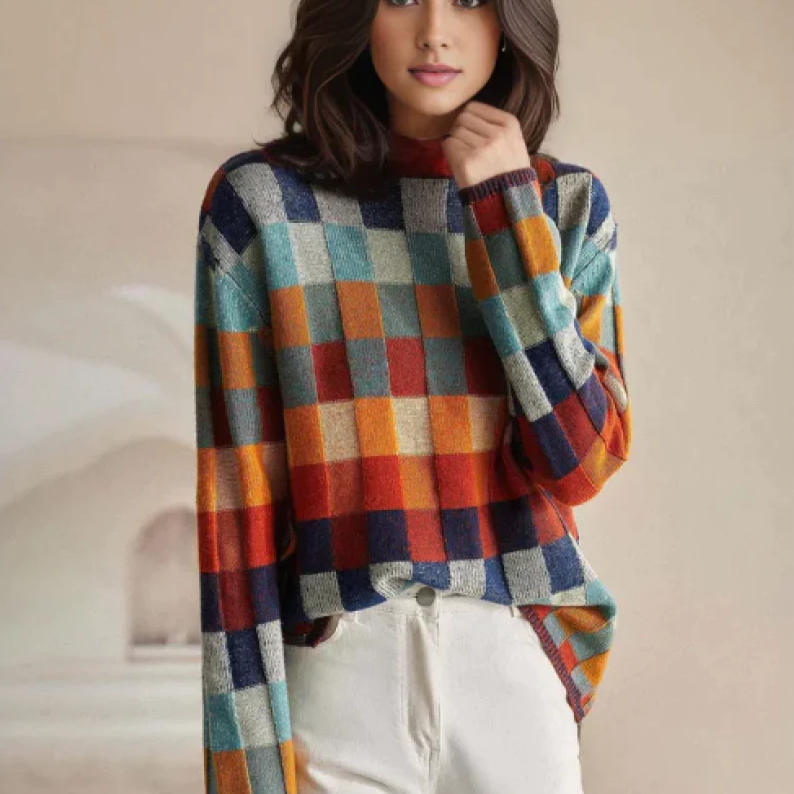 Mabel | Patchwork Turtleneck jumper