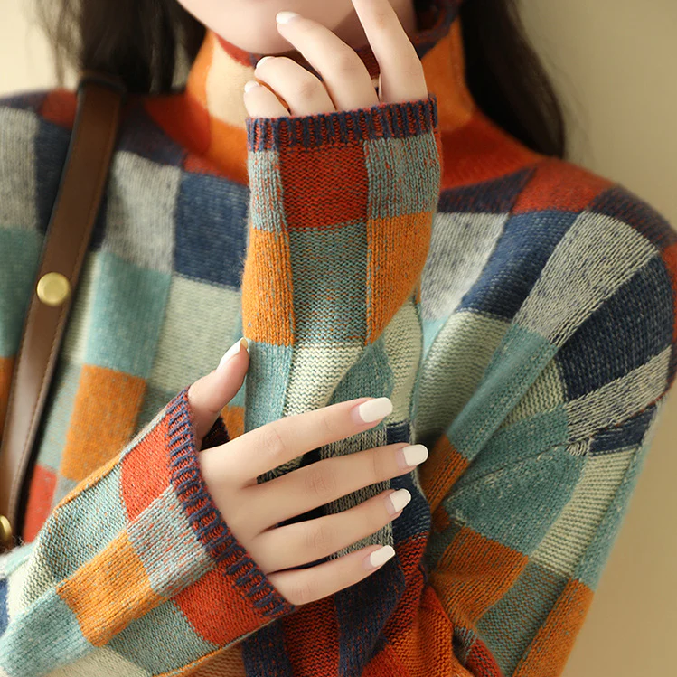 Mabel | Patchwork Turtleneck jumper