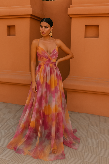 Giselle - Charming Maxi Dress with Floral Pattern