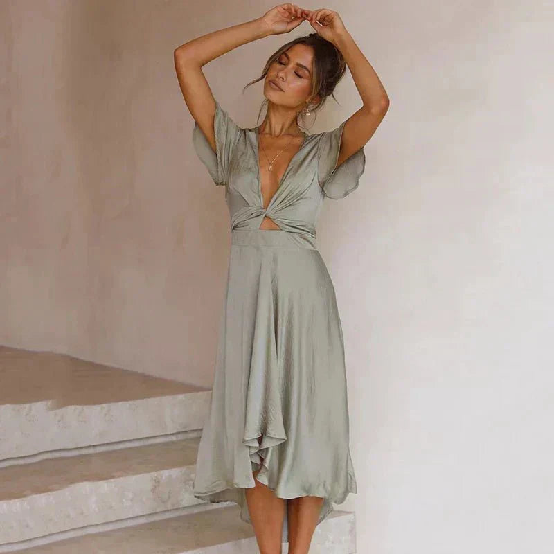 Rosella™ | Elegant Midi Dress with Ruffles